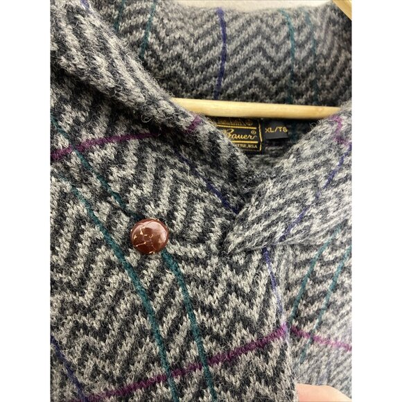 Vintage Eddie Bauer Men XL Wool 90s Chevron Knit Sweater Shawl - Picture 4 of 7